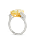 Cushion Cut Fancy Intense Yellow Diamond Three-Stone Ring