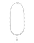 Heart Shape Diamond Graduated Riviera Necklace with Heart Shape Diamond Drop