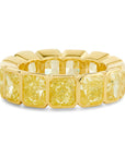 Radiant Cut Fancy Light Yellow Diamond Bezel Set Eternity Band