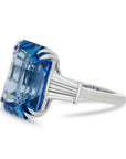 Emerald Cut Sapphire and Diamond Ring