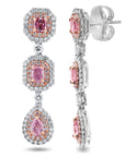 Fancy Pink and White Diamond Dangle Earrings