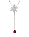 Cartier Caresse de Orchide Diamond and Rubellite Drop Necklace