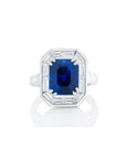 Emerald Cut Sapphire and Diamond Ring