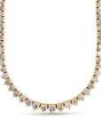 Round Diamond 3-Prong Graduated Riviera Necklace