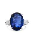 Oval Cut Sapphire and Diamond Three-Stone Ring