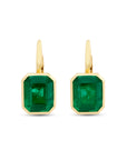 Emerald Cut Emerald Bezel Set Earrings