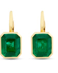 Emerald Cut Emerald Bezel Set Earrings