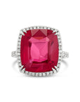 Cushion Cut Spinel and Diamond Halo Ring