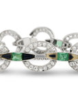 Deco Diamond, Emerald, and Onyx Bracelet