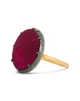 Oval Cut Ruby Collet Set Ring