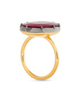 Oval Cut Ruby Collet Set Ring