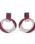 David Webb Ruby and Diamond Doornknocker Earrings