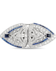 Deco Diamond and Synthetic Sapphire Double Clip Brooch