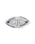 Deco Diamond and Synthetic Sapphire Double Clip Brooch