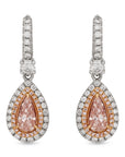 Fancy Pink and White Diamond Drop Earrings