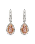 Fancy Pink and White Diamond Drop Earrings