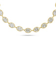 Oval Cut Diamond Bar Link Collet Set Necklace