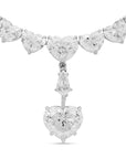 Heart Shape Diamond Graduated Riviera Necklace with Heart Shape Diamond Drop