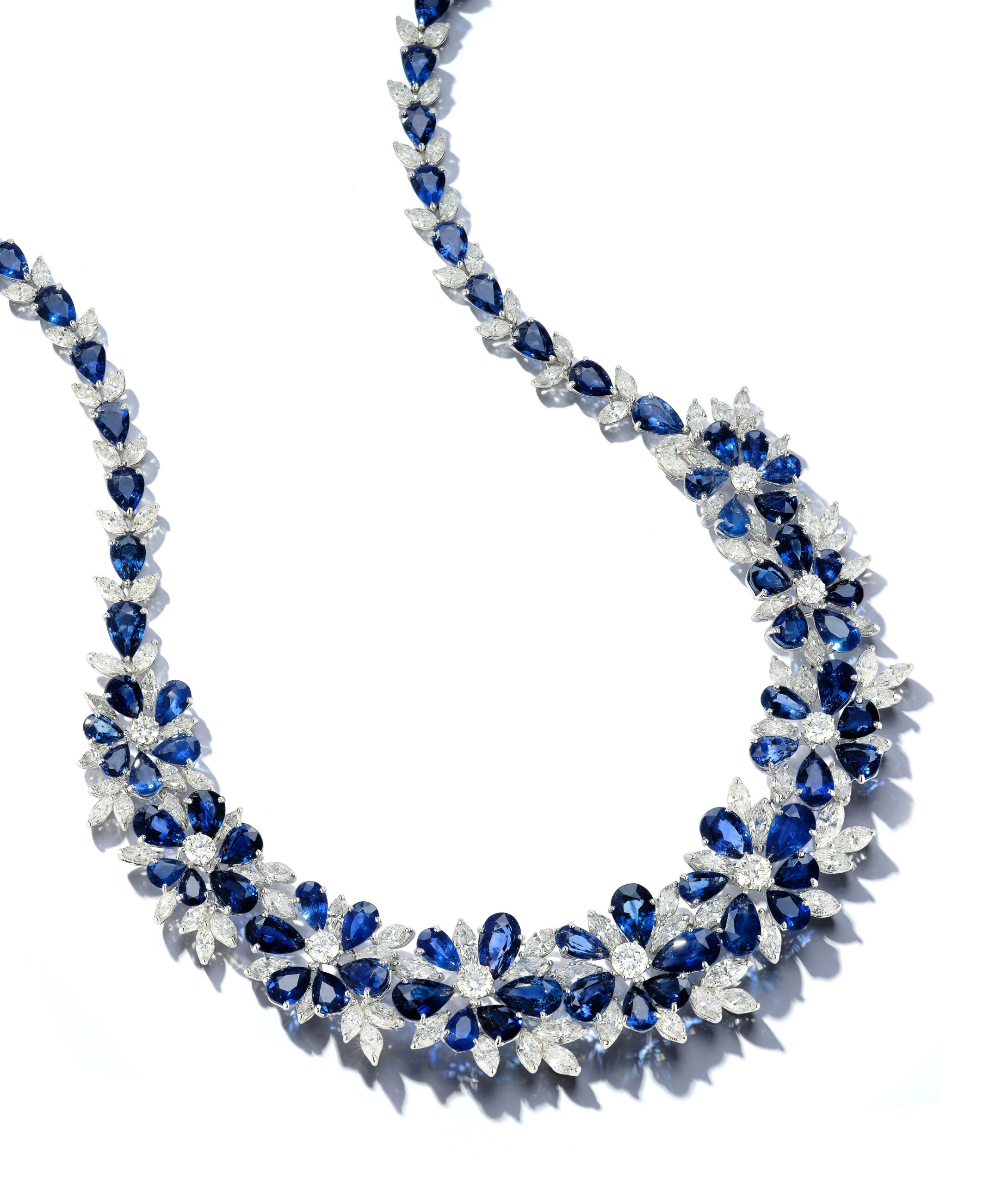 Cobalt Blue Necklace With Art Nouveau White Lace – The Whirlwind